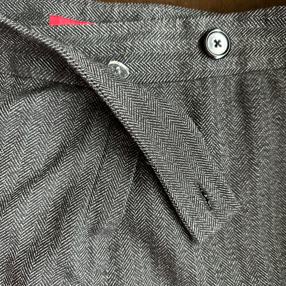 Anne Klein Gray/Black Twill Stretch WideLeg Trousers Buttons & Zip Closure Sz 10 - Picture 7 of 14